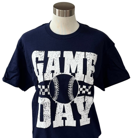 Blue Baseball Game Day-Gildan Short Sleeve T-Shirt