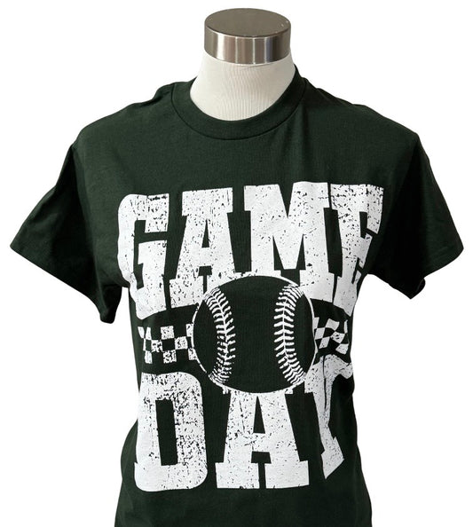 Green Baseball Game Day-Gildan Short Sleeve T-Shirt