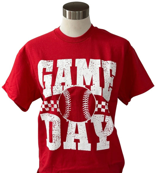 Red Baseball Game Day-Gildan Short Sleeve T-Shirt
